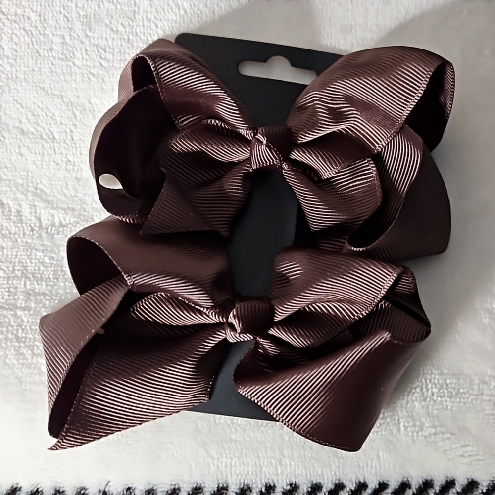 BOG2 Pair Girl's Brown Fall 6" Bows